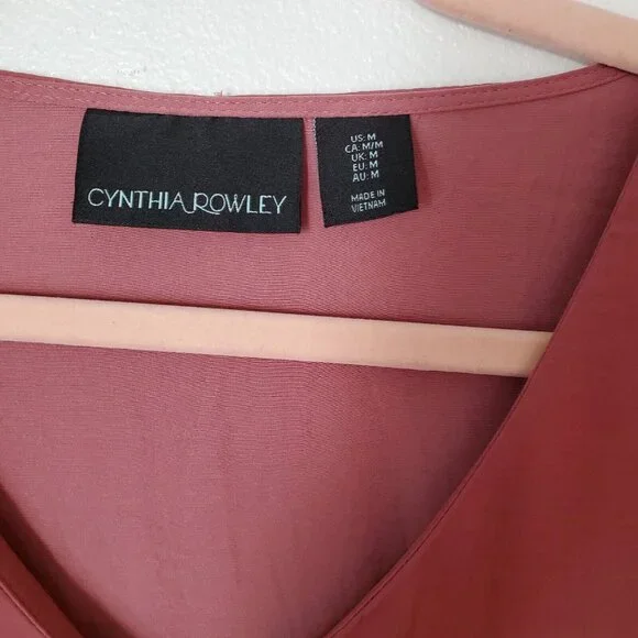 Cynthia Rowley Dress Woman’s Sz MediumPink Tiered Prairie Cottage Balloon Sleeve - Picture 5 of 8